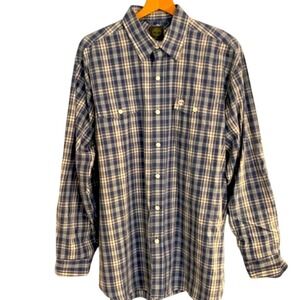 Timberland men's blue plaid longsleeve button front dress shirt large preppy